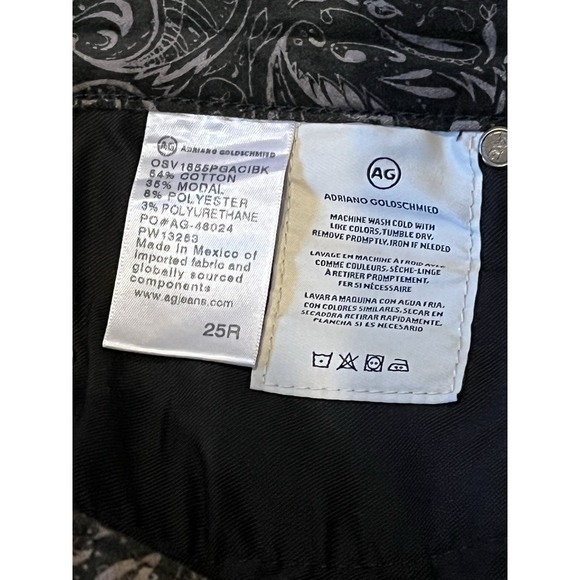 AG Adriano Goldschmied Women's The Prima Ankle Paisley Velvet Pant Size 25R - Picture 7 of 7